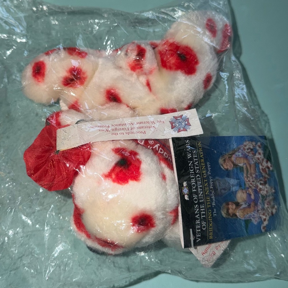 Vintage 1999 VFW Buddy Poppy Puppy Plush Sealed Veterans Foreign War NOS